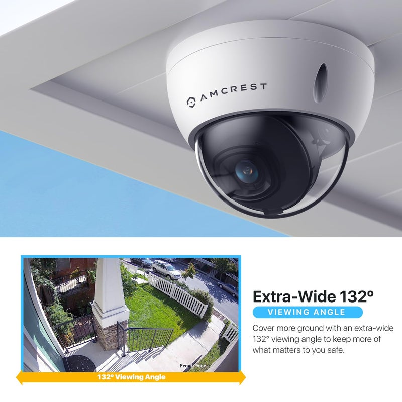 AMCREST كاميرا أمكريست 5 ميجابكسل POE، كاميرا أمنية قبة خارجية مقاومة للتخريب POE IP، 5 ميجابكسل، رؤية ليلية حتى 98 قدم، عدسة 2.8 مم، مقاومة IP67، IK10، بطاقة MicroSD سعة 256GB (تباع بشكل منفصل)، سحابة، NVR (IP5M-D1188EW-AI-V3) - Image 5